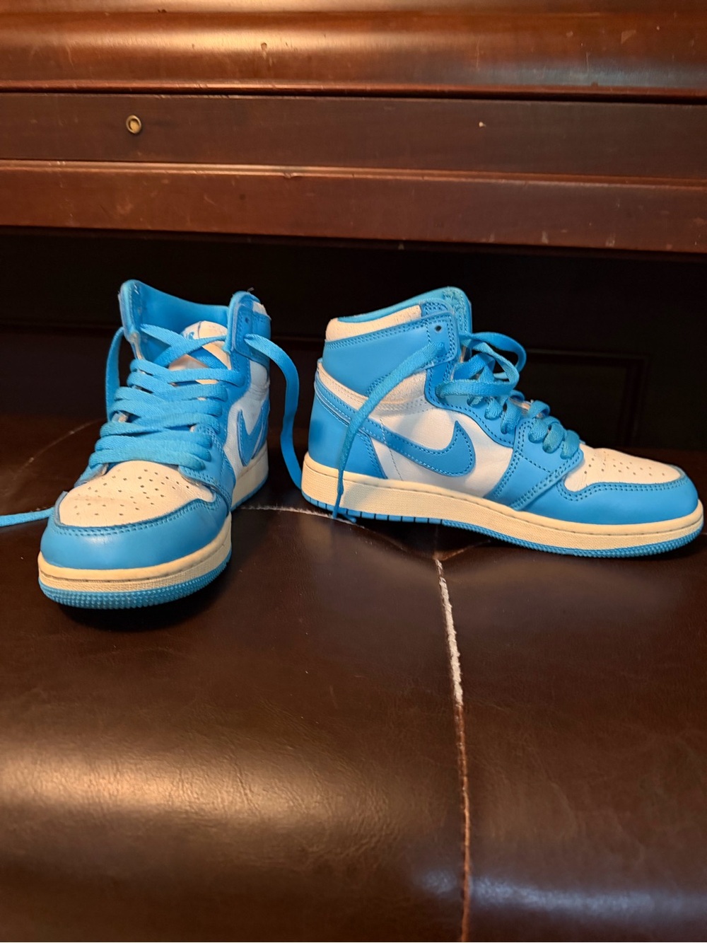 Nike High-Top Sneakers in Light Blue & White